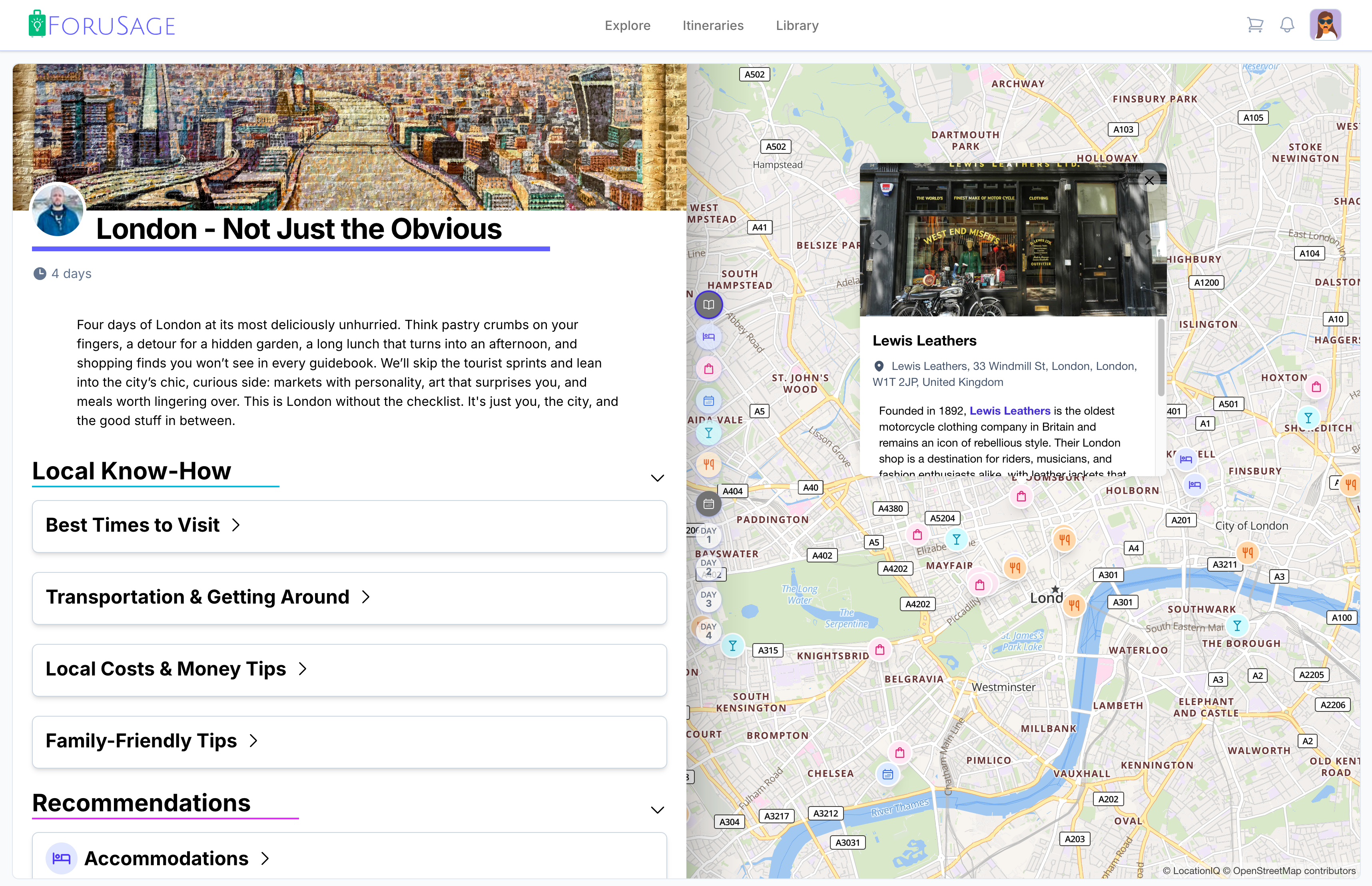 ForuSage Itinerary Screenshot