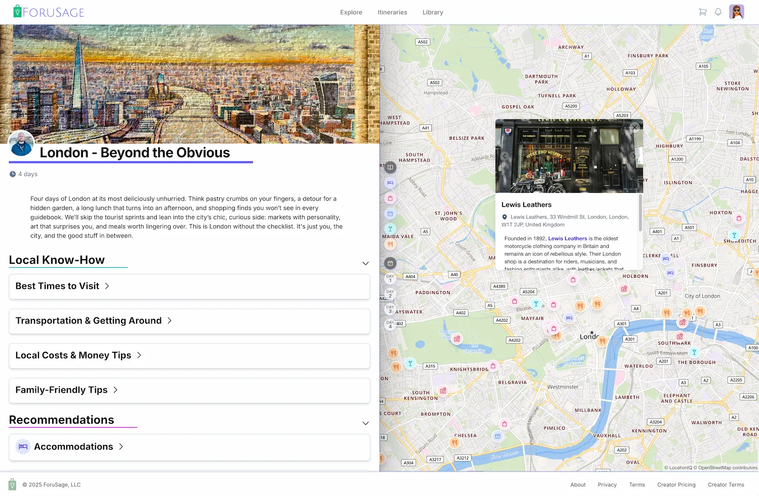 ForuSage Itinerary Screenshot